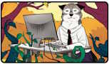 Ultra Pro: Secret Lair - Sale 4 2024 - Not A Wolf Black Stitched Playmat Standing Desk Wolf MtG